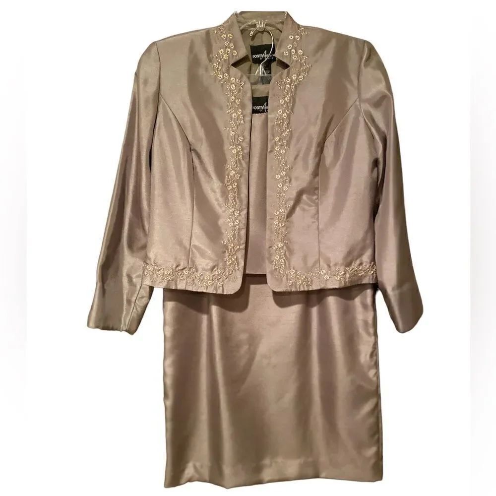Positive Attitude 3 Piece Mother Of The Bride Dress 10P Beaded Embroidered